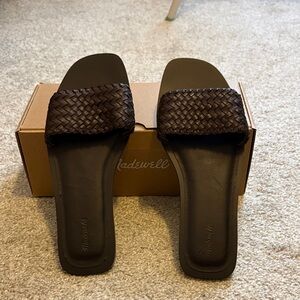 Madewell Dark Brown Woven Slide Sandals